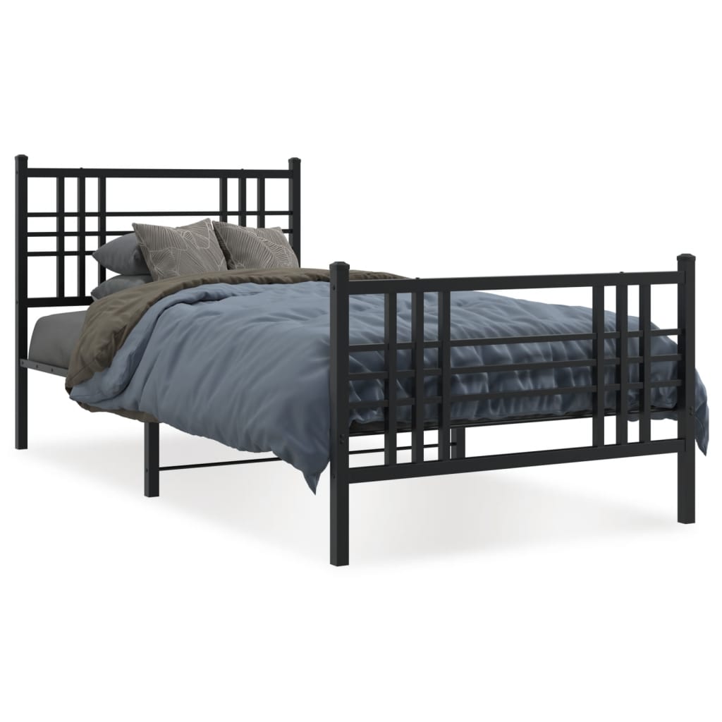 Bedframe Met Hoofd- En Voeteneinde Metaal 90 x 190 cm Zwart
