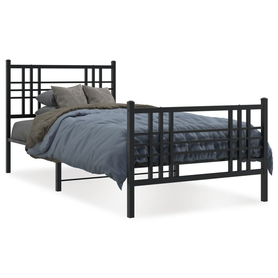 Bedframe Met Hoofd- En Voeteneinde Metaal 90 x 190 cm Zwart