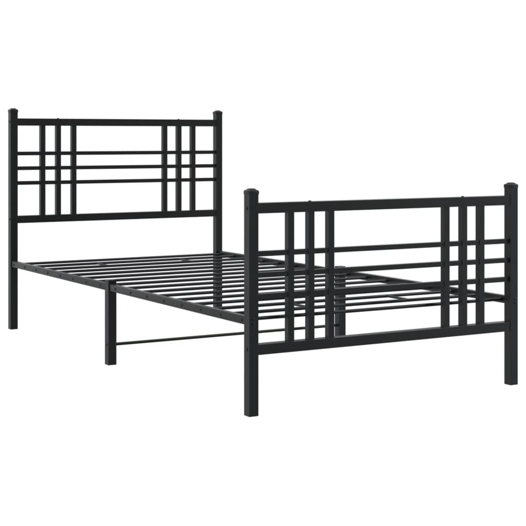 Bedframe Met Hoofd- En Voeteneinde Metaal 90 x 190 cm Zwart