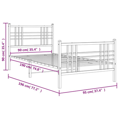 Bedframe Met Hoofd- En Voeteneinde Metaal 90 x 190 cm Zwart