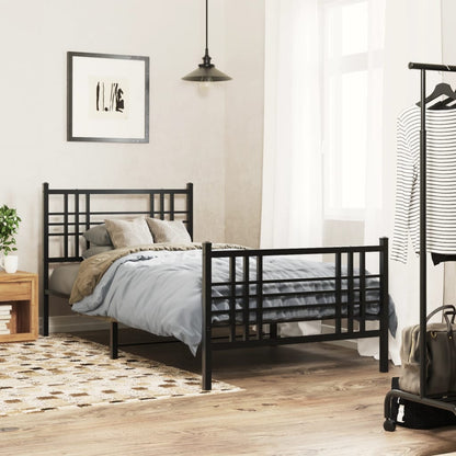 Bedframe Met Hoofd- En Voeteneinde Metaal 90 x 190 cm Zwart
