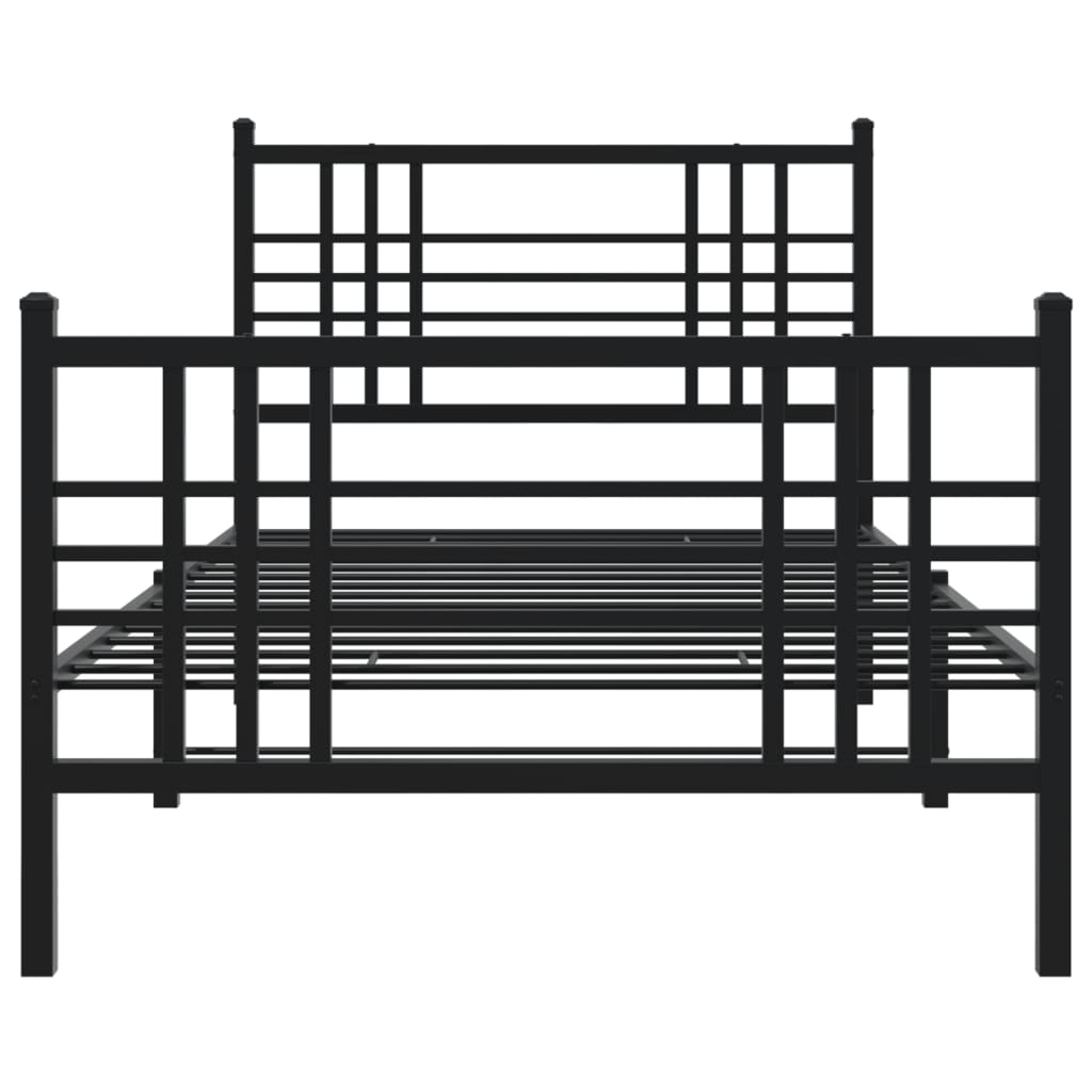Bedframe met hoofd- en voeteneinde metaal zwart 90x200 cm