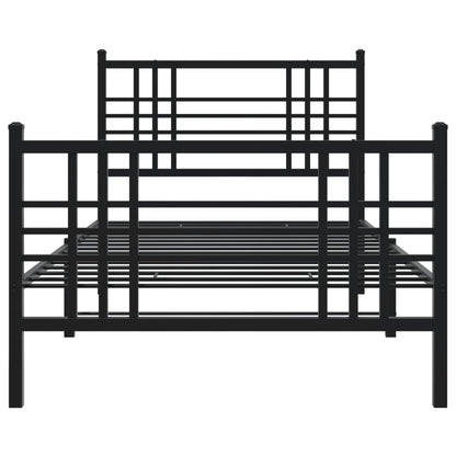 Bedframe met hoofd- en voeteneinde metaal zwart 90x200 cm