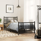 Metal Bed Frame with Headboard and Footboard Black 90x200 cm