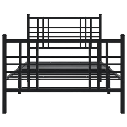 Bedframe met hoofd- en voeteneinde metaal zwart 100x190 cm