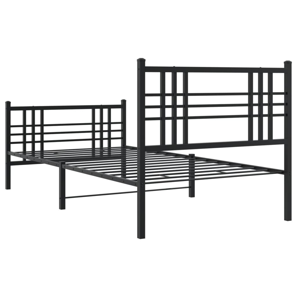 Bedframe met hoofd- en voeteneinde metaal zwart 100x190 cm