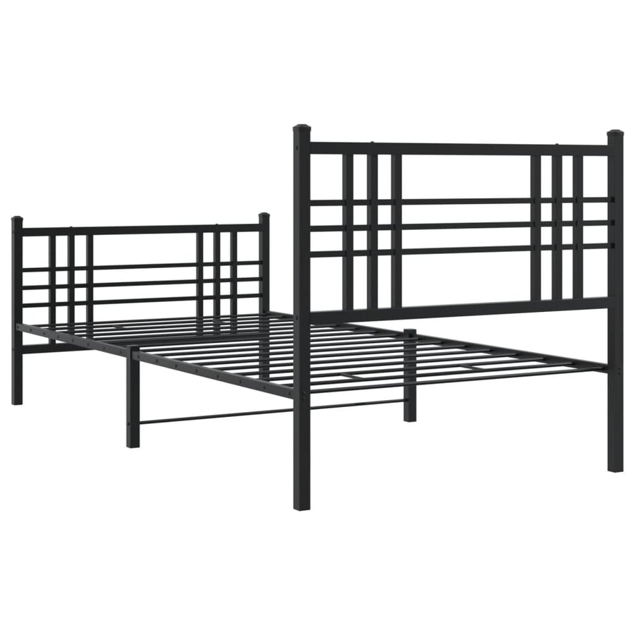 Bedframe met hoofd- en voeteneinde metaal zwart 100x190 cm