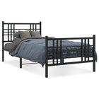 Bedframe met hoofd- en voeteneinde metaal zwart 100x190 cm