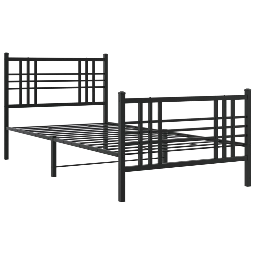 Bedframe met hoofd- en voeteneinde metaal zwart 100x200 cm