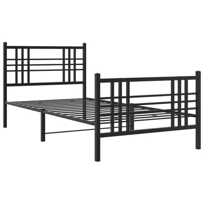 Bedframe met hoofd- en voeteneinde metaal zwart 100x200 cm