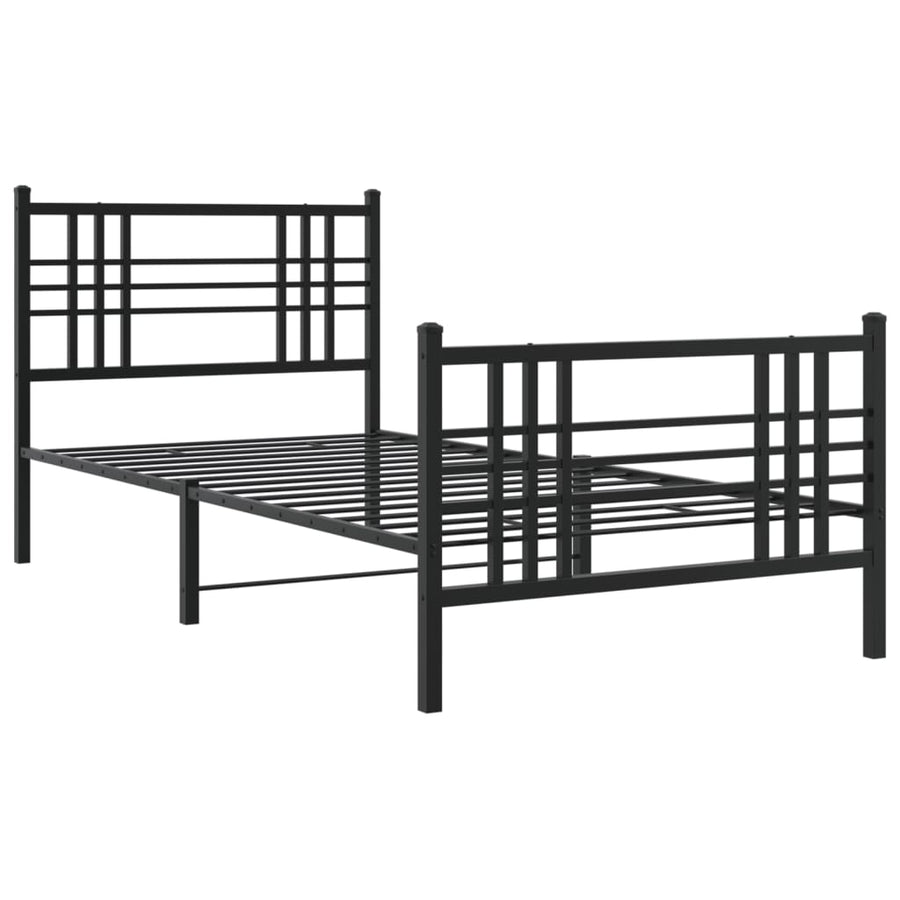 Bedframe met hoofd- en voeteneinde metaal zwart 100x200 cm