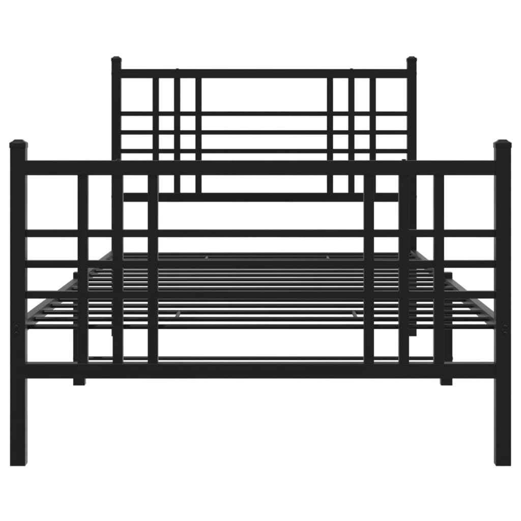 Bedframe met hoofd- en voeteneinde metaal zwart 100x200 cm