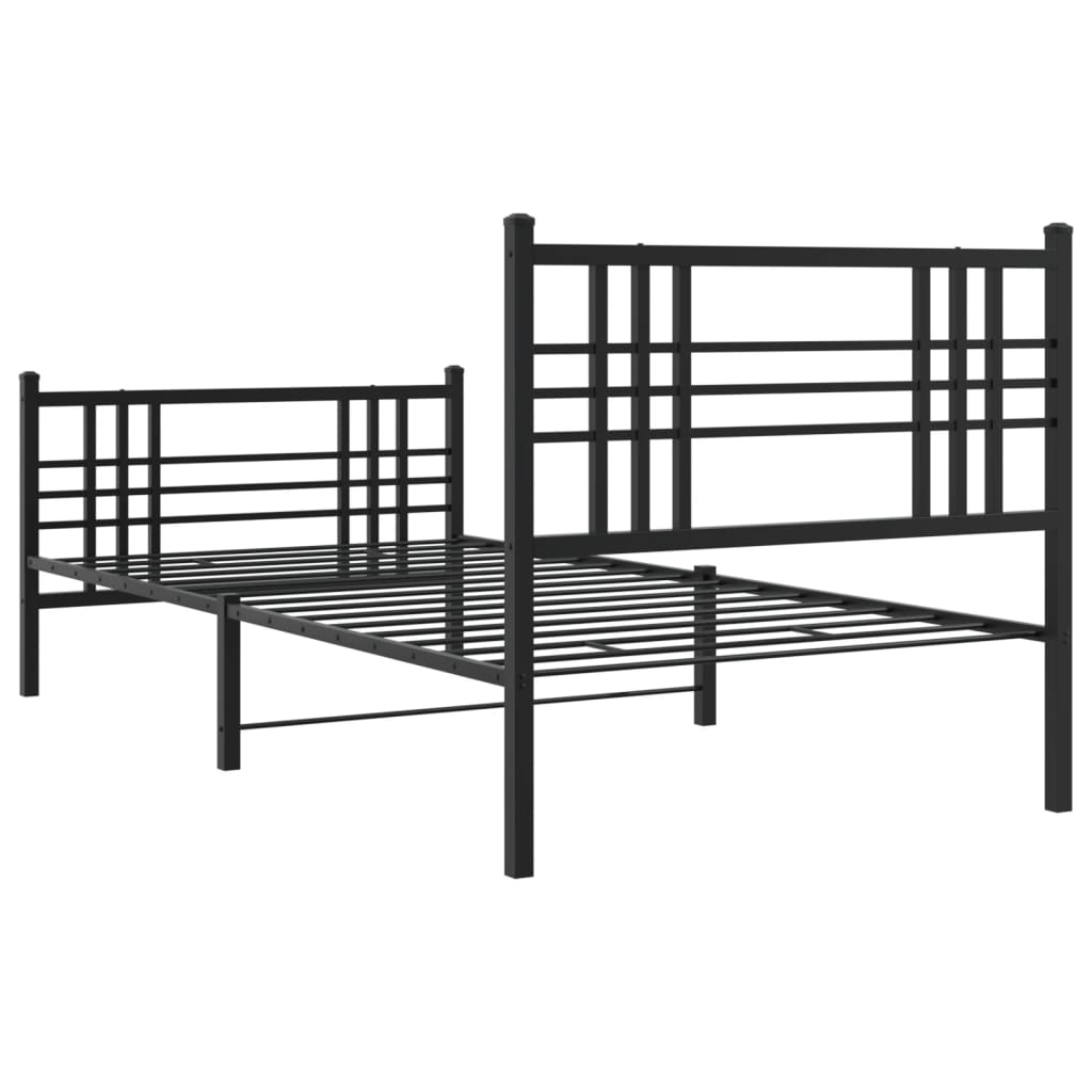 Bedframe met hoofd- en voeteneinde metaal zwart 100x200 cm