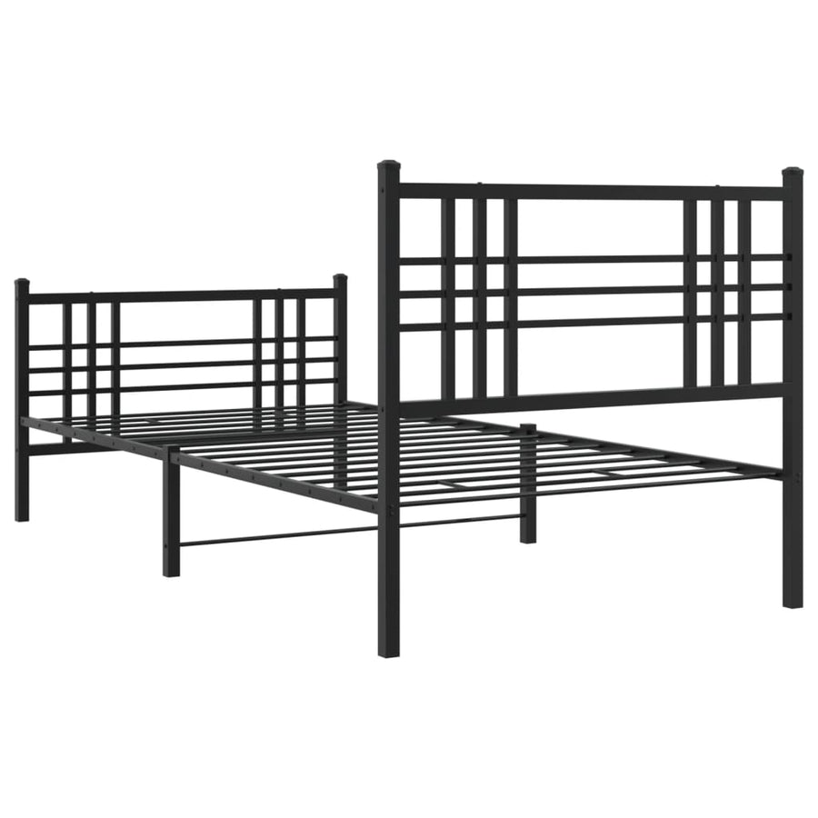 Bedframe met hoofd- en voeteneinde metaal zwart 100x200 cm
