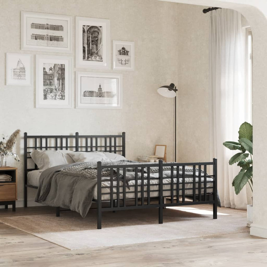 Bedframe met hoofd- en voeteneinde metaal zwart 120x190 cm