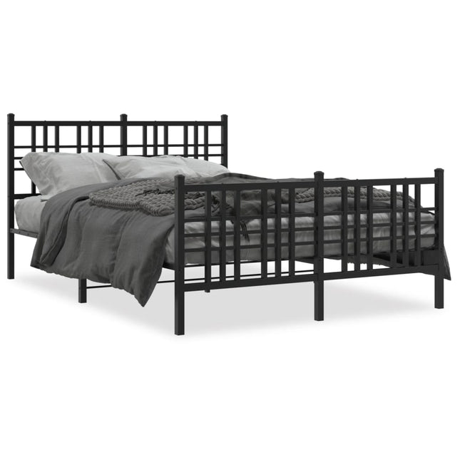 Bedframe met hoofd- en voeteneinde metaal zwart 120x190 cm