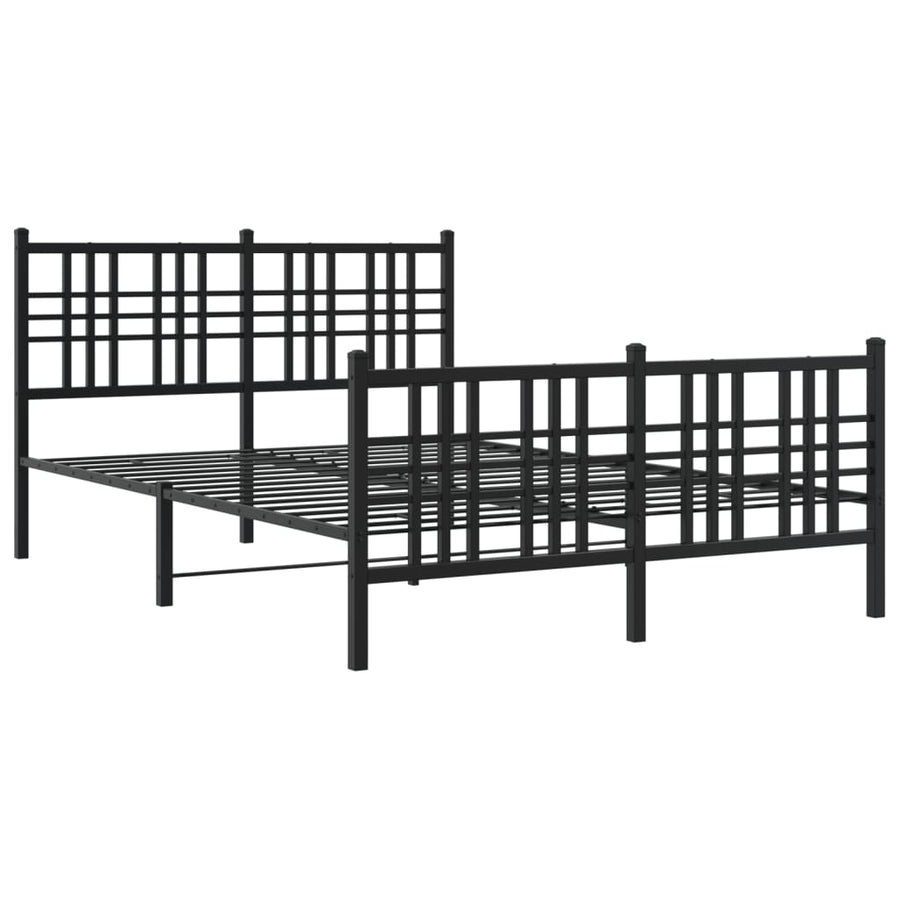 Bedframe met hoofd- en voeteneinde metaal zwart 137x190 cm