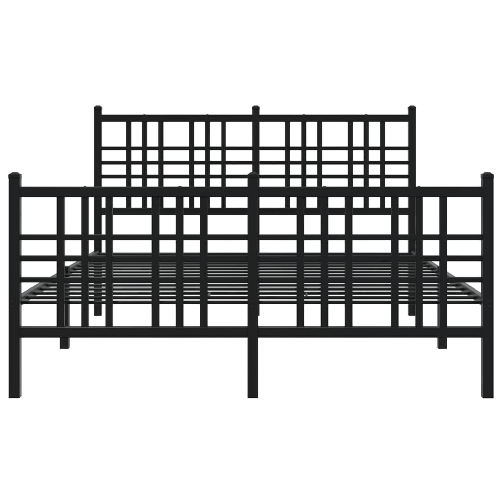 Bedframe met hoofd- en voeteneinde metaal zwart 137x190 cm