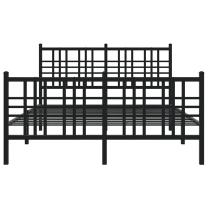 Bedframe met hoofd- en voeteneinde metaal zwart 137x190 cm