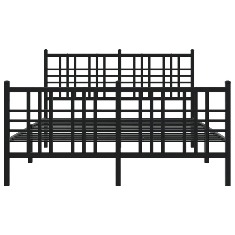 Bedframe met hoofd- en voeteneinde metaal zwart 137x190 cm