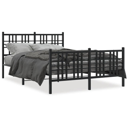 Bedframe met hoofd- en voeteneinde metaal zwart 137x190 cm