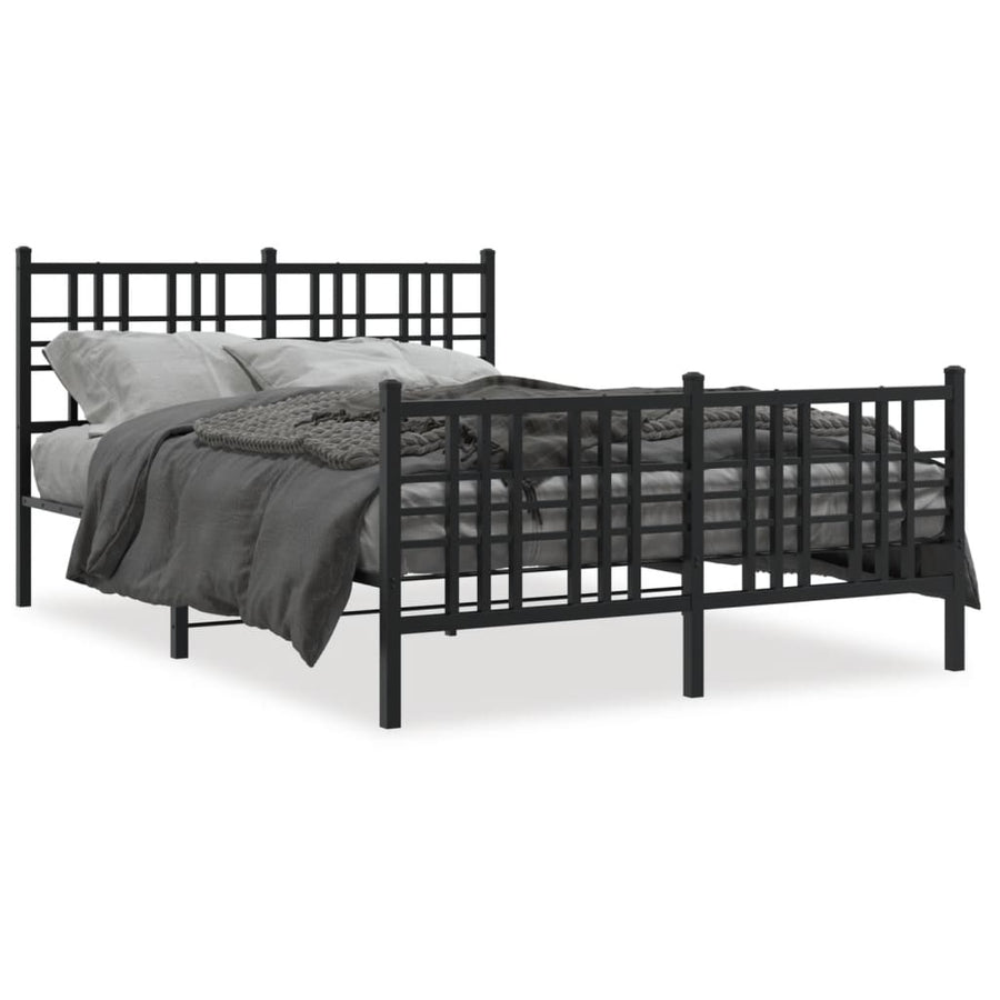 Bedframe met hoofd- en voeteneinde metaal zwart 137x190 cm