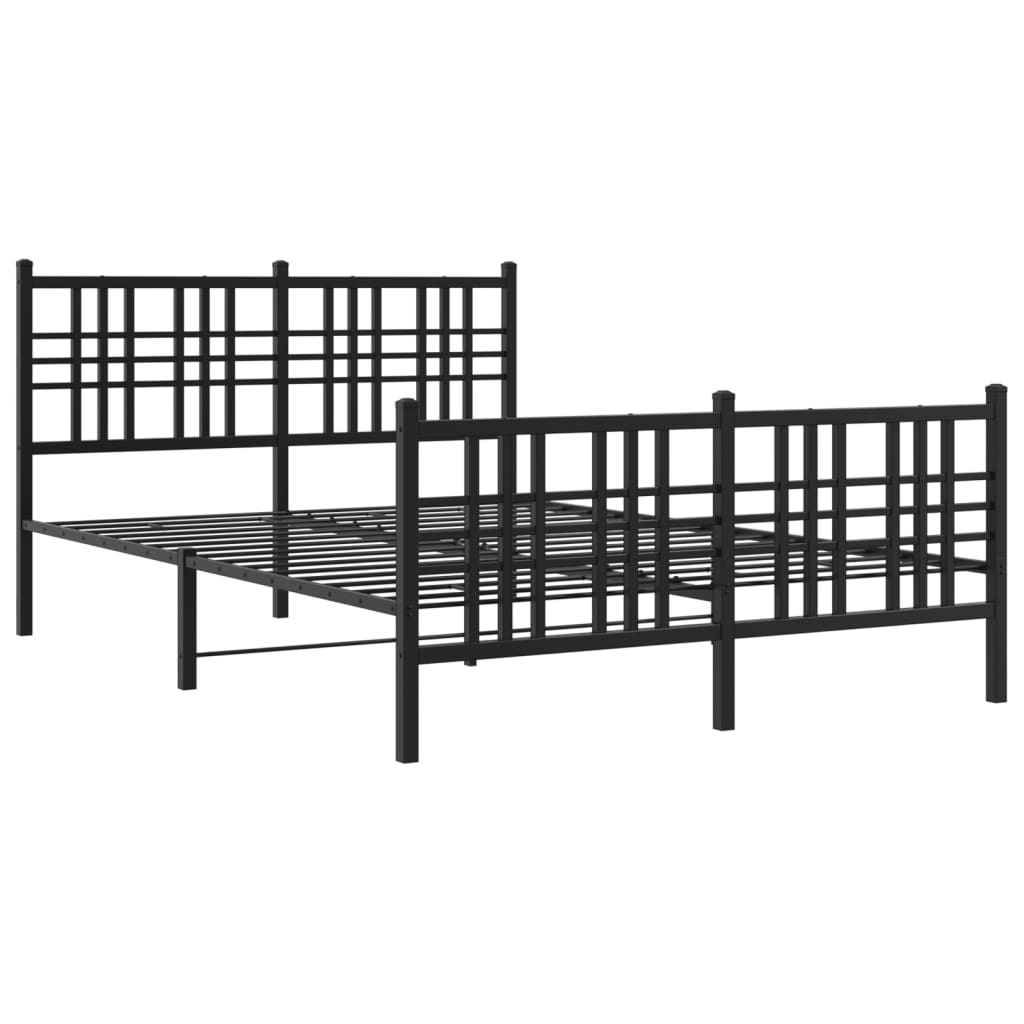 Bedframe met hoofd- en voeteneinde metaal zwart 140x190 cm