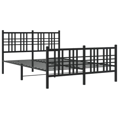 Bedframe met hoofd- en voeteneinde metaal zwart 140x190 cm