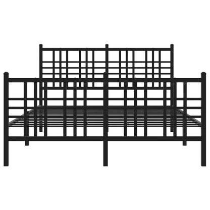 Bedframe met hoofd- en voeteneinde metaal zwart 140x190 cm