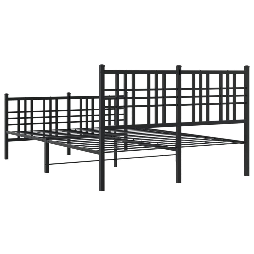 Bedframe met hoofd- en voeteneinde metaal zwart 140x190 cm