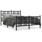 Bedframe met hoofd- en voeteneinde metaal zwart 140x200 cm