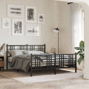 Bedframe metaal 150x200 cm zwart met hoofd- en voeteneinde