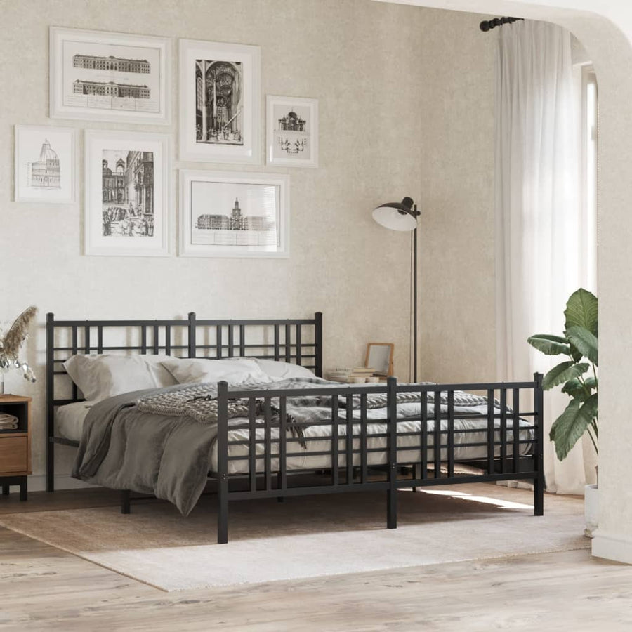 Bedframe Met Hoofd- En Voeteneinde Metaal 150 x 200 cm