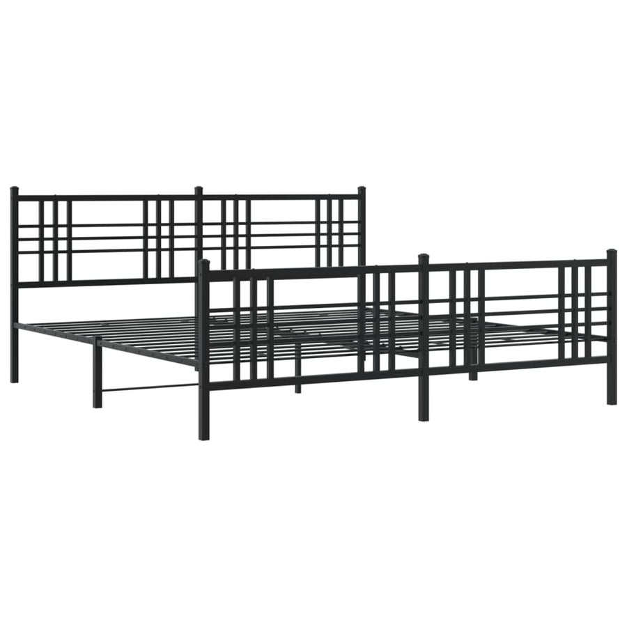 Bedframe met hoofd- en voeteneinde metaal zwart 183x213 cm