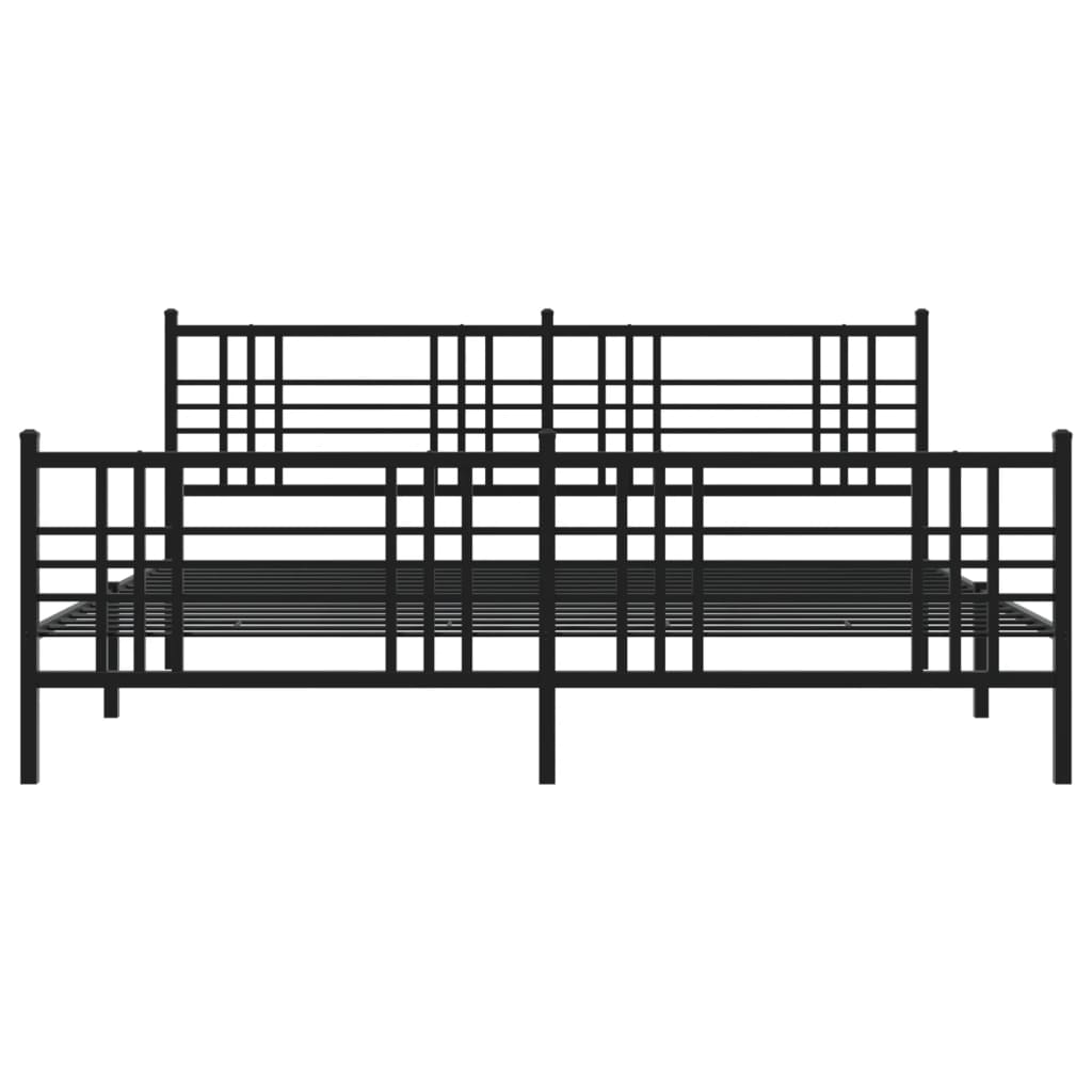 Bedframe met hoofd- en voeteneinde metaal zwart 183x213 cm