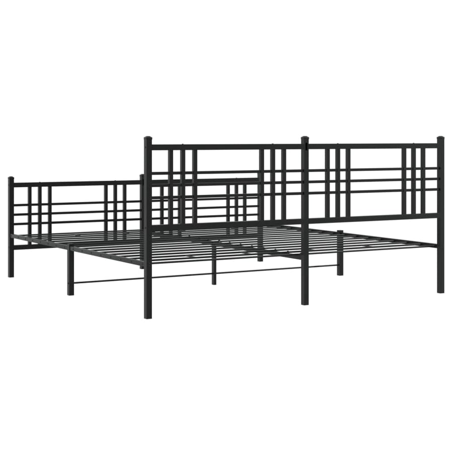 Bedframe met hoofd- en voeteneinde metaal zwart 183x213 cm