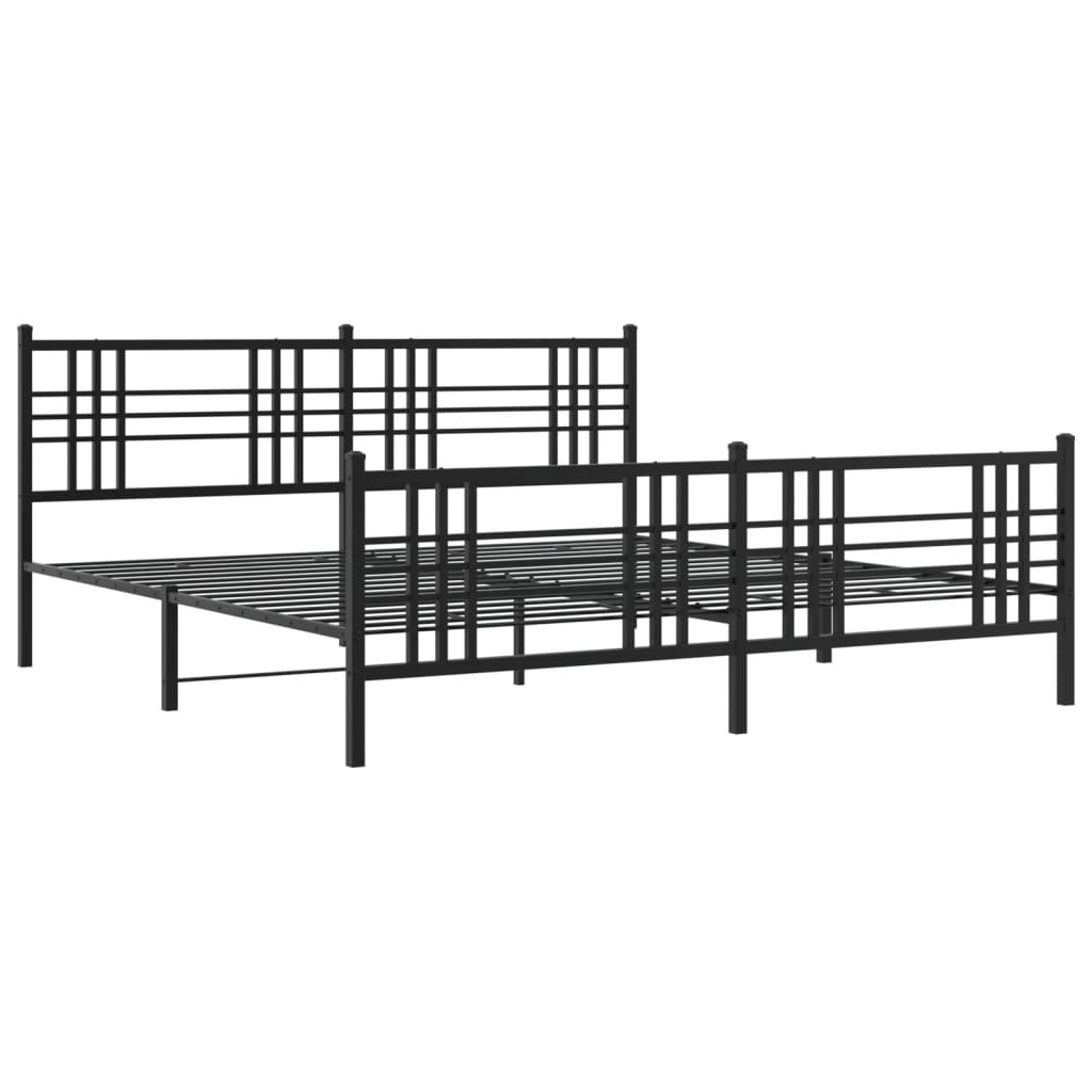 Bedframe met hoofd- en voeteneinde metaal zwart 193x203 cm