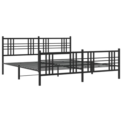 Bedframe met hoofd- en voeteneinde metaal zwart 193x203 cm