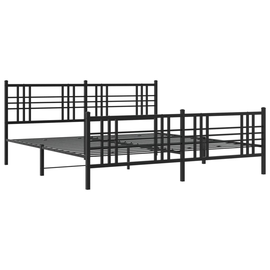 Bedframe met hoofd- en voeteneinde metaal zwart 193x203 cm