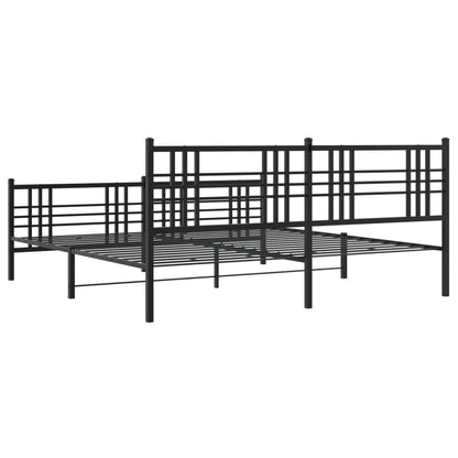 Bedframe met hoofd- en voeteneinde metaal zwart 193x203 cm