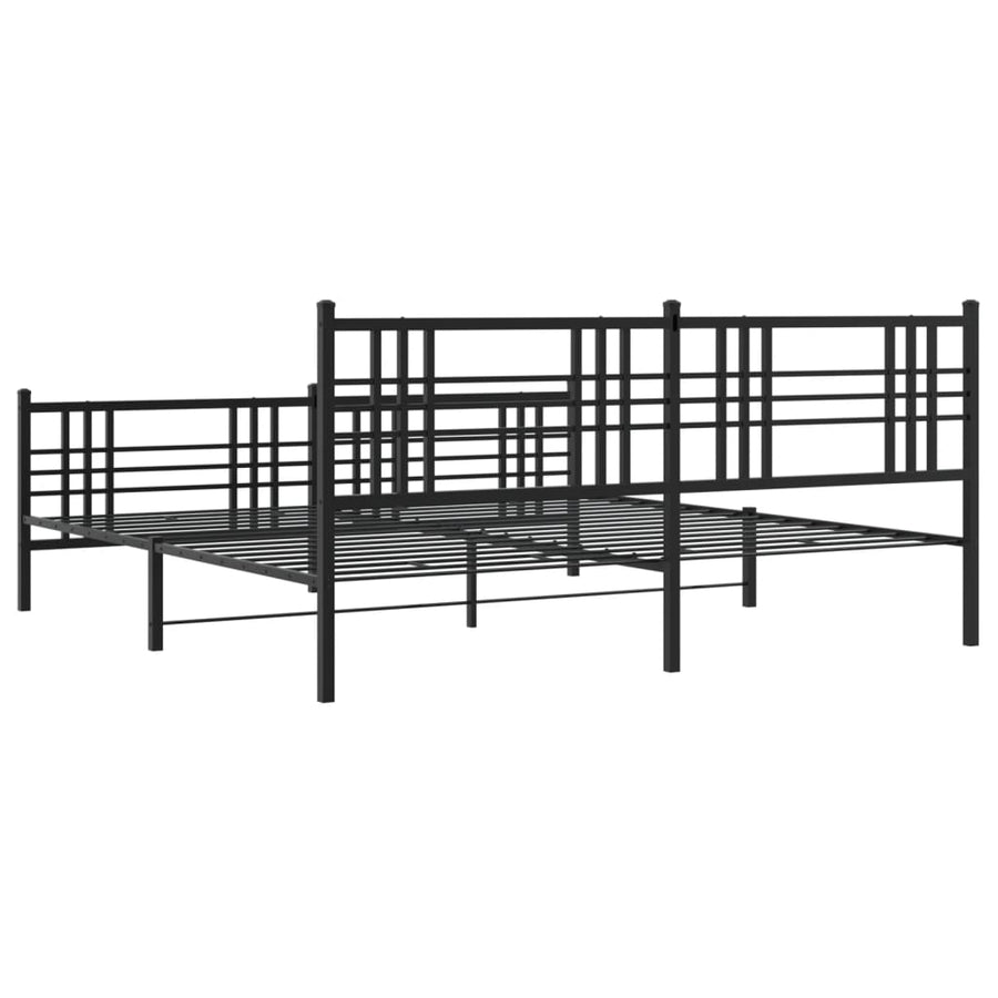 Bedframe met hoofd- en voeteneinde metaal zwart 193x203 cm