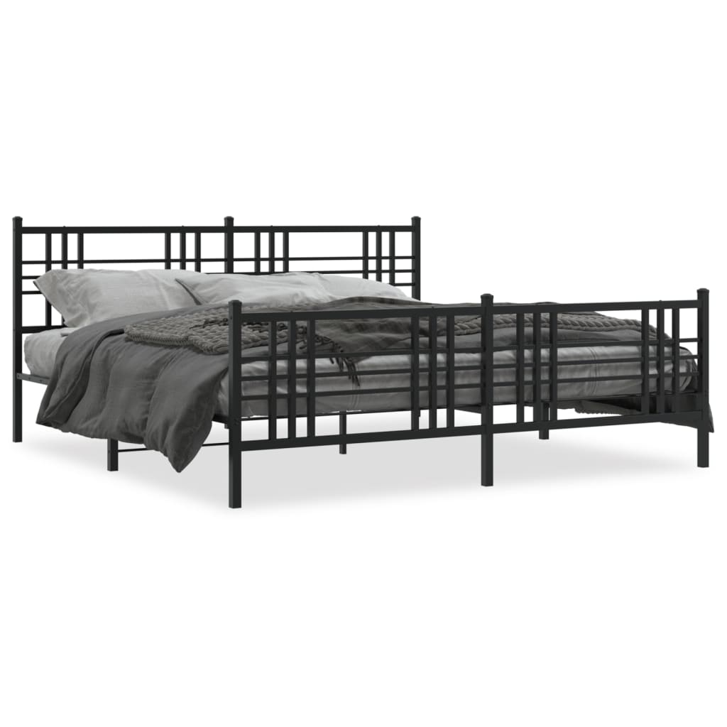 Bedframe met hoofd- en voeteneinde metaal zwart 193x203 cm