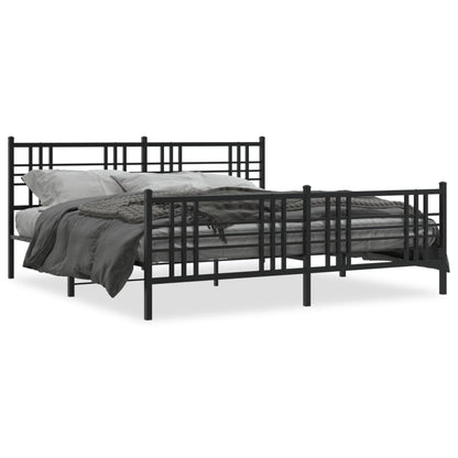 Bedframe met hoofd- en voeteneinde metaal zwart 193x203 cm