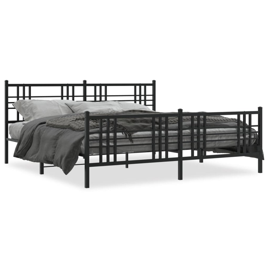 Bedframe met hoofd- en voeteneinde metaal zwart 193x203 cm