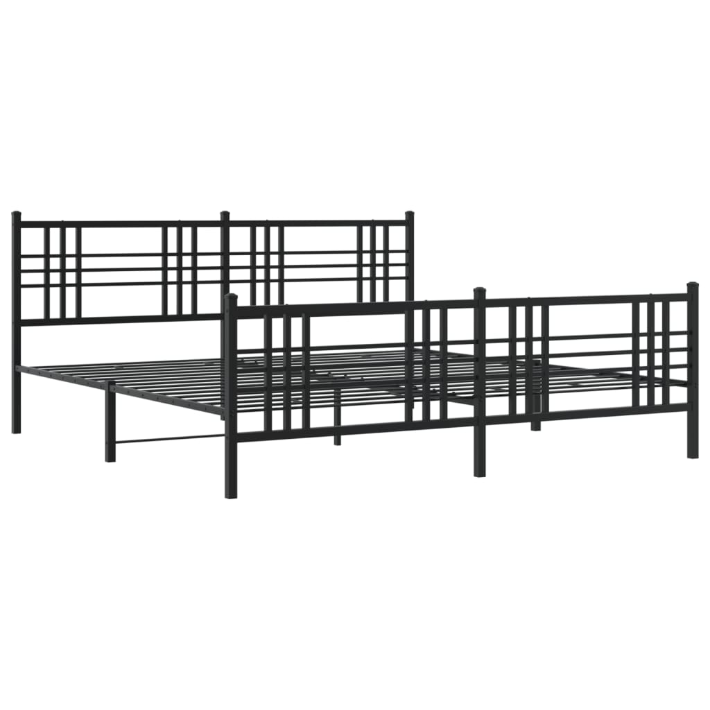 Bedframe met hoofd- en voeteneinde metaal zwart 200x200 cm