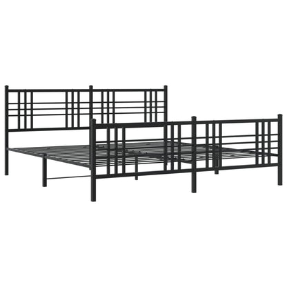 Bedframe met hoofd- en voeteneinde metaal zwart 200x200 cm