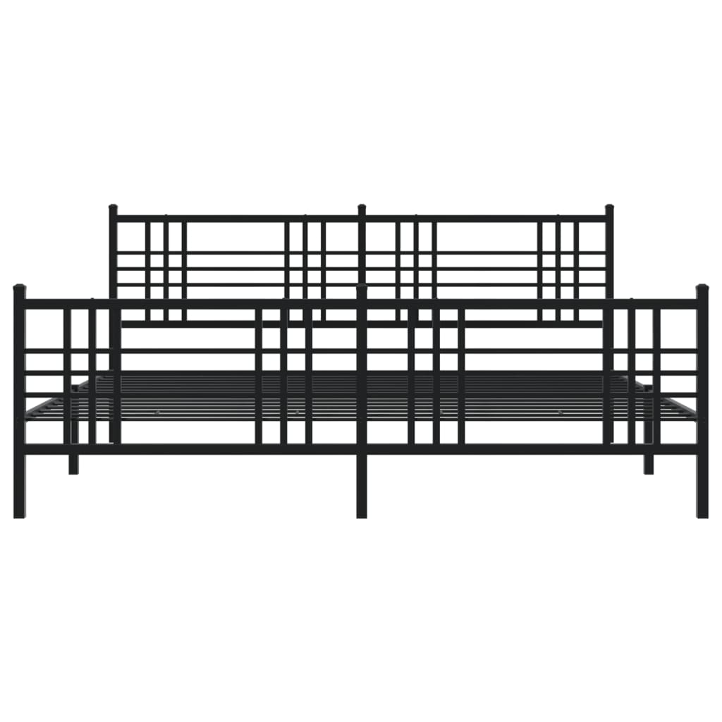 Bedframe met hoofd- en voeteneinde metaal zwart 200x200 cm
