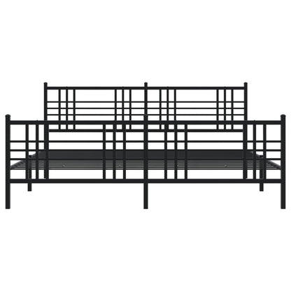 Bedframe met hoofd- en voeteneinde metaal zwart 200x200 cm