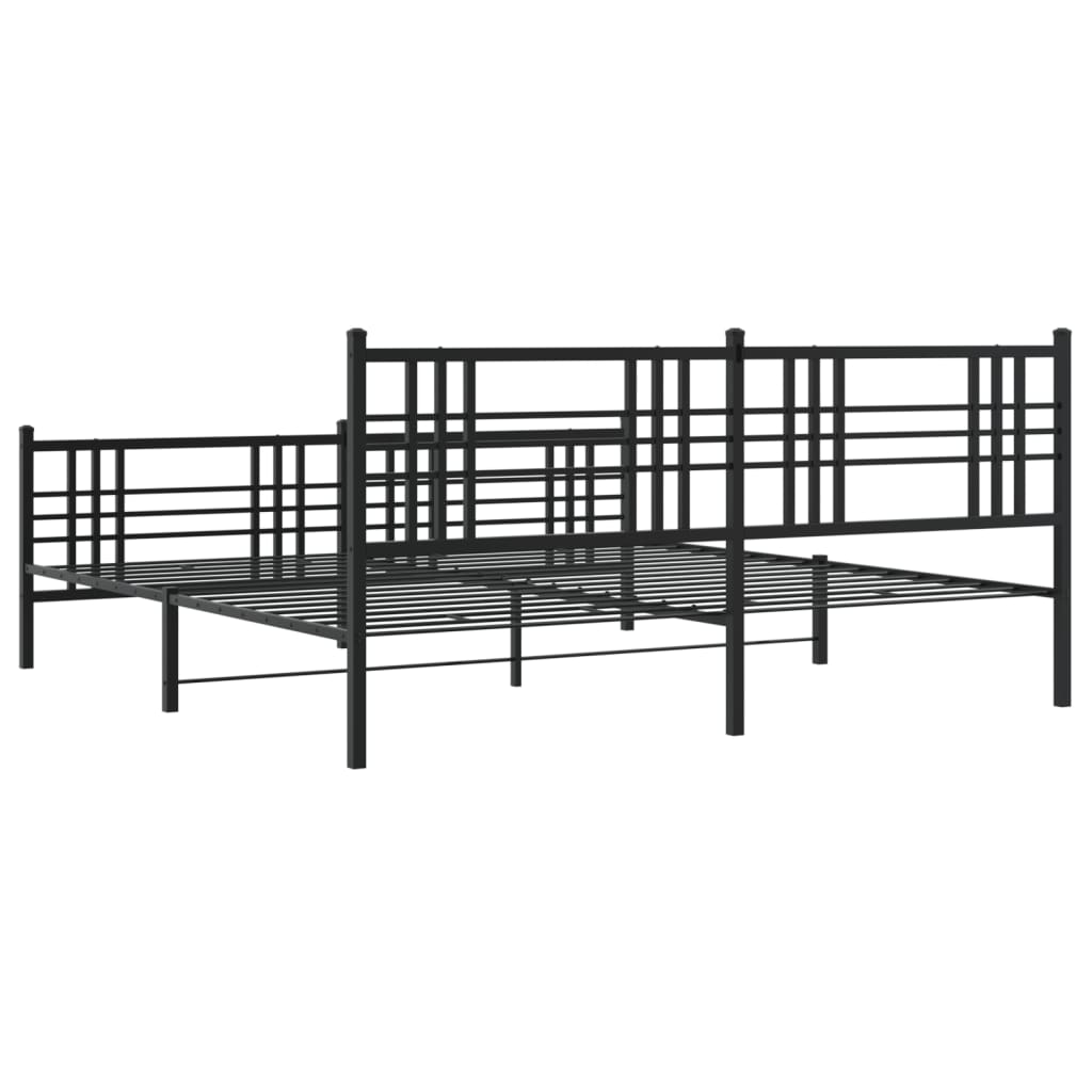 Bedframe met hoofd- en voeteneinde metaal zwart 200x200 cm