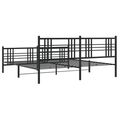 Bedframe met hoofd- en voeteneinde metaal zwart 200x200 cm